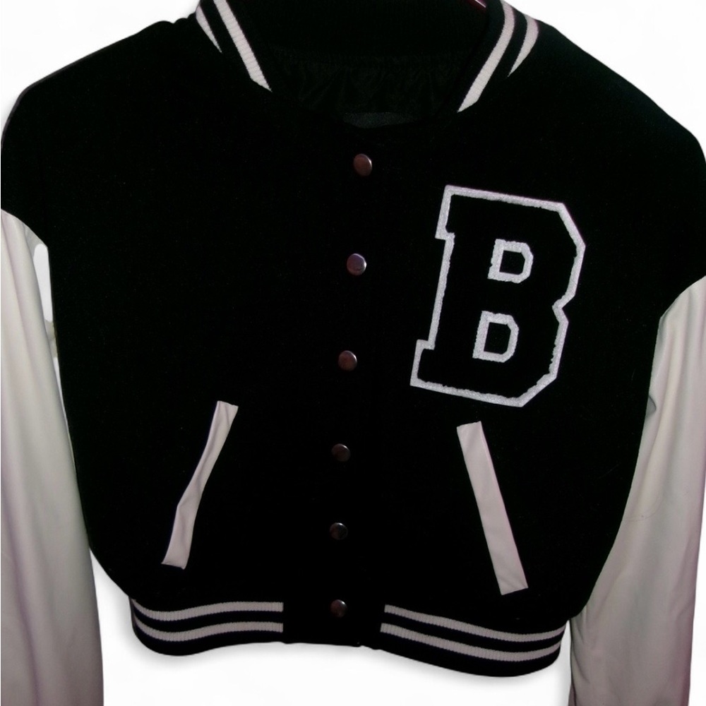 Black & White Varsity Jacket with 'B' Patch
